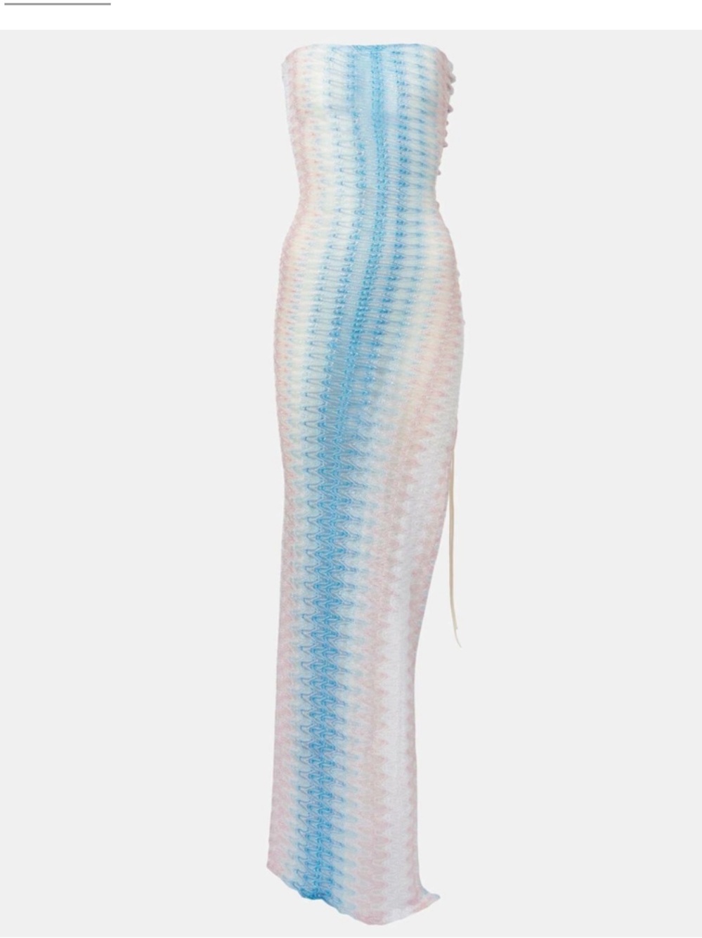 Missoni Semi-sheer Strapless Ombré Maxi Dress in Blue and Pink - Picture 2 of 5